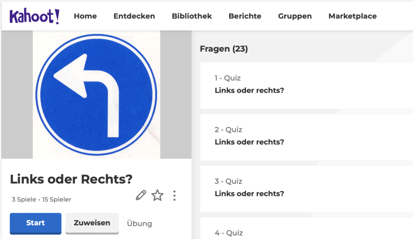 Kahoot links rechts