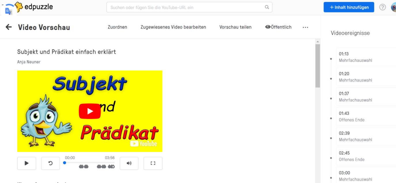 edpuzzle-subjekt und prädikat