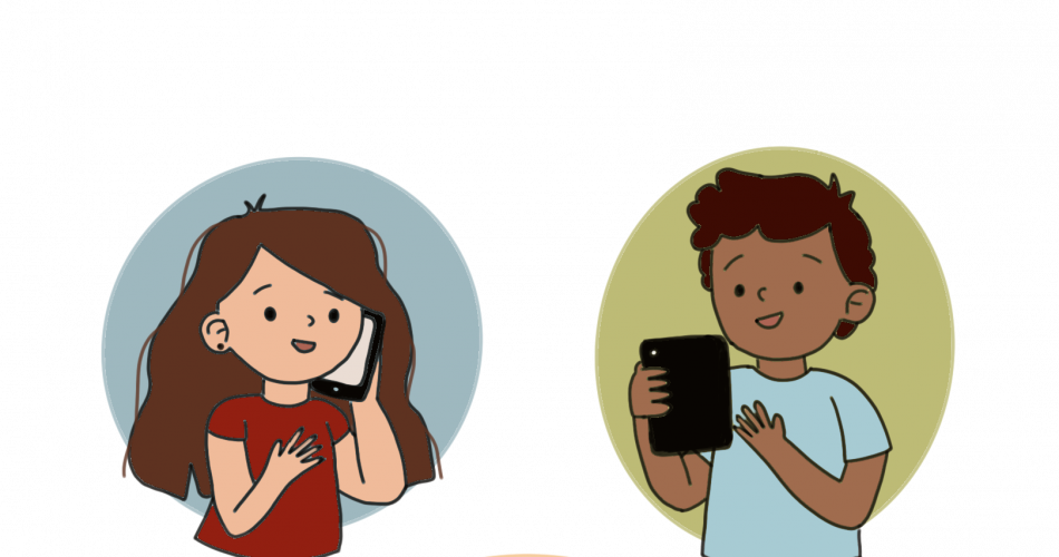Kinder am Smartphone oder Tablet